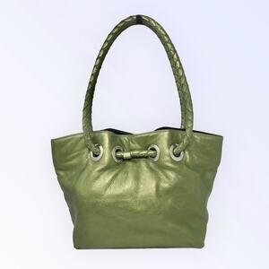 Susan Farber NWOT Leather Purse Shoulder Bag Metallic Green Soft Leather